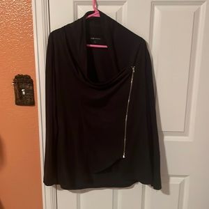 Black - angled zip up - polyester spandex / fun